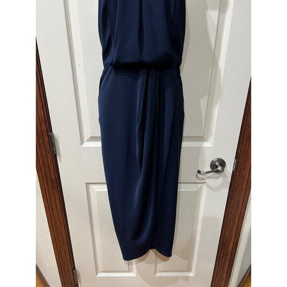 Shona Joy Core Knot  Navy Halter-Neck Midi Dress AUS 8 Sleeveless  Draped Silhou - Picture 7 of 8